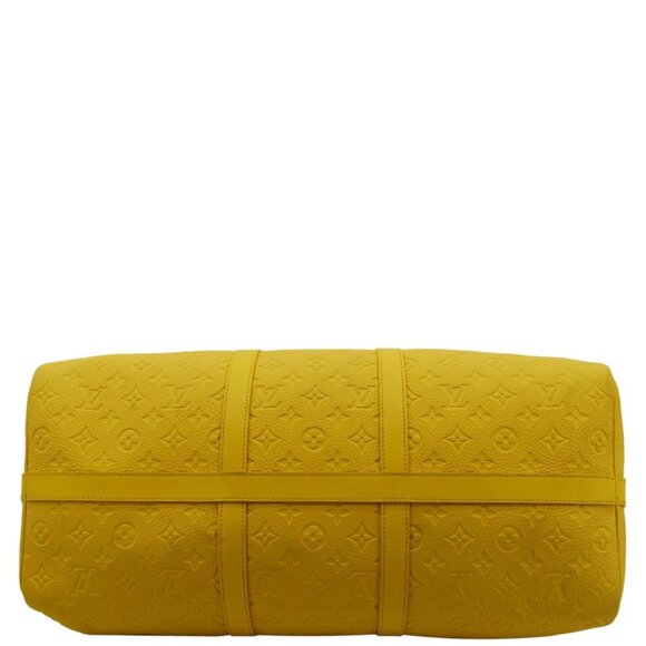LOUIS VUITTON Keepall 50 Bandouliere Monogram Taurillon Travel Bag Yellow - Picture 10 of 12